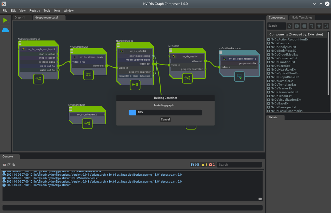 Graph Composer Container Builder Progress