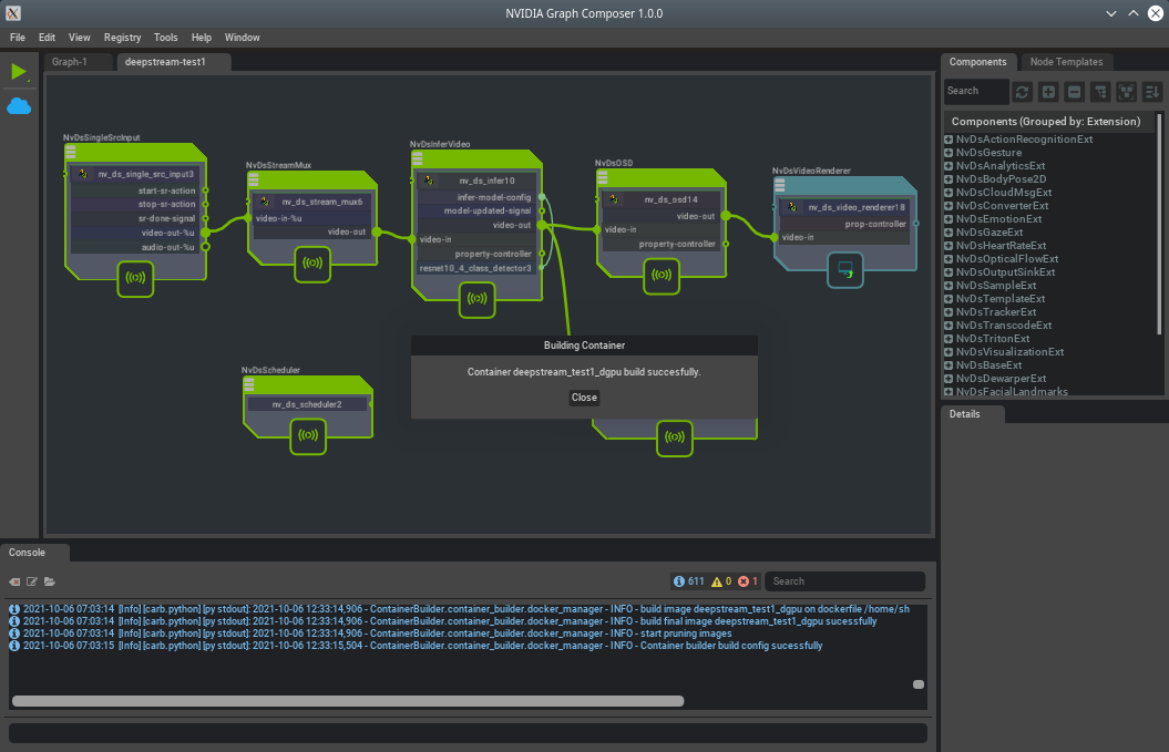 Graph Composer Container Builder Success