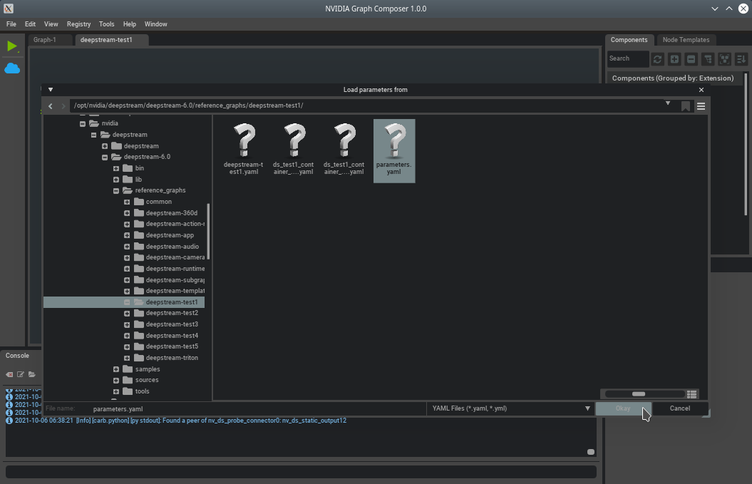 Graph Composer Load Parameters