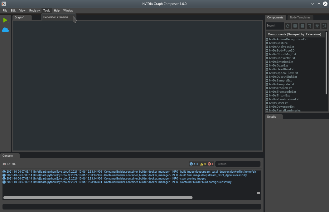 Graph Composer Tools Menu