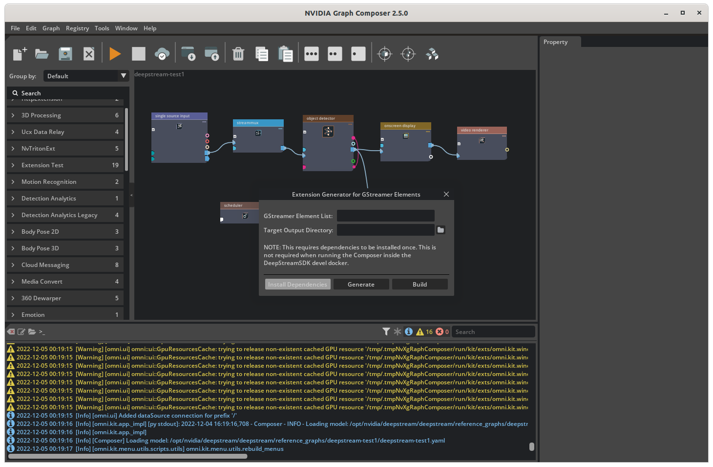 Graph Composer Extension Generator Dialog - Install Dependencies