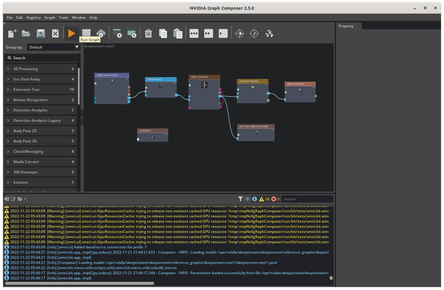 Graph Composer Run Graph Toolbar button