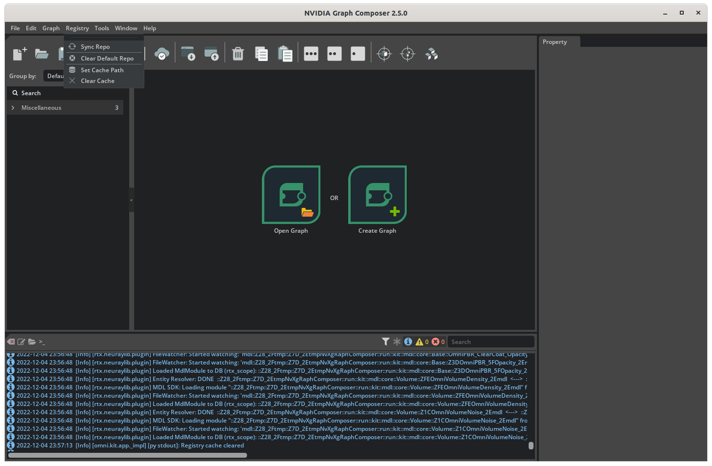 Graph Composer Registry Menu