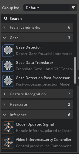 Component List grouped by extension.