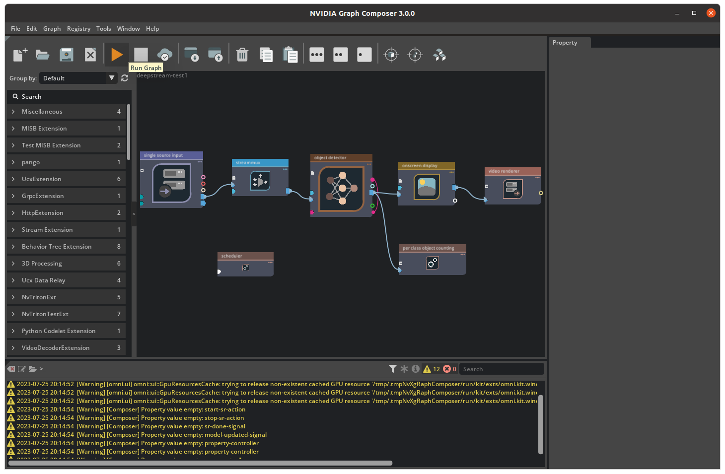 Graph Composer Run Graph Toolbar button