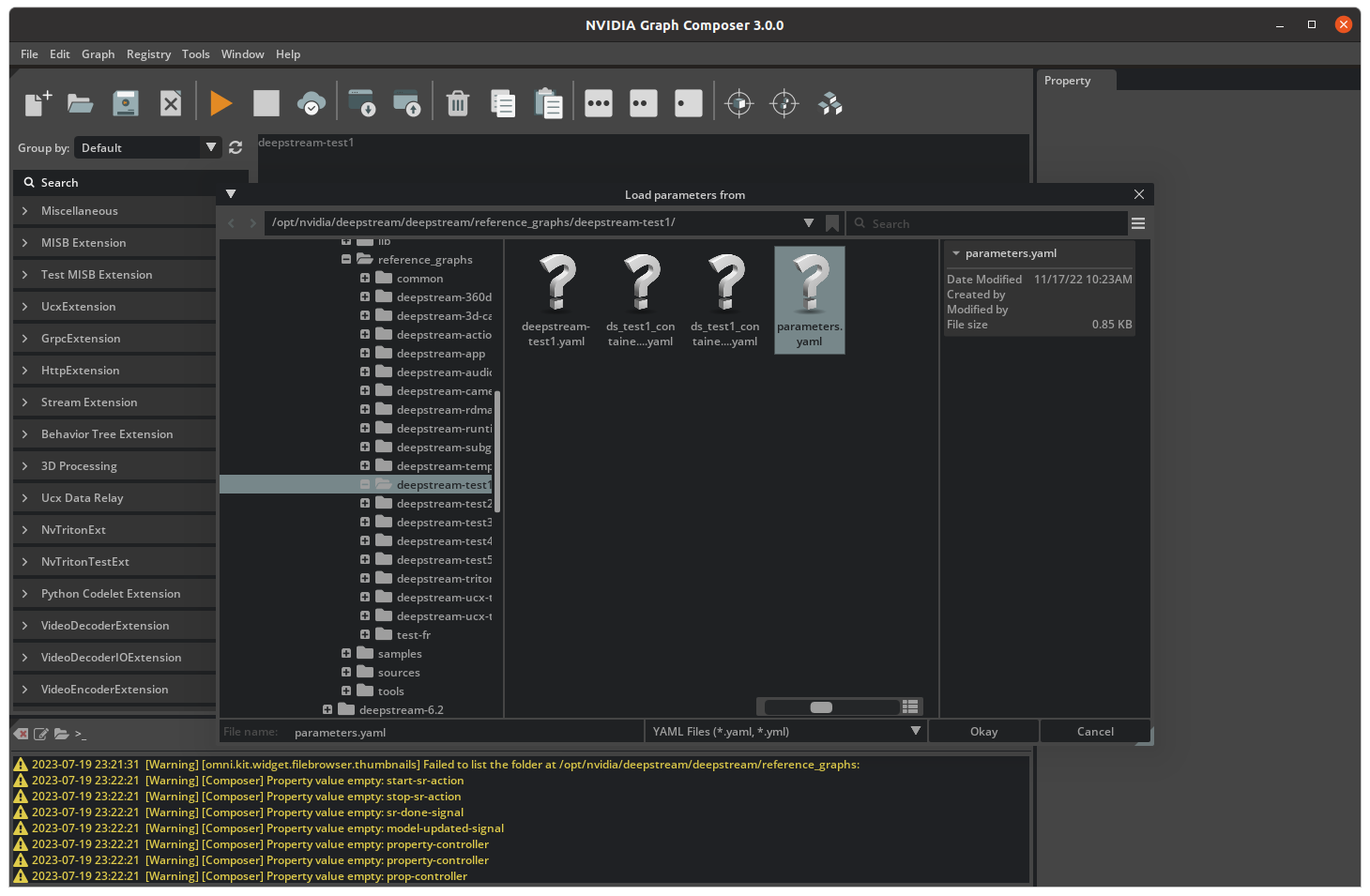 Graph Composer Load Parameters