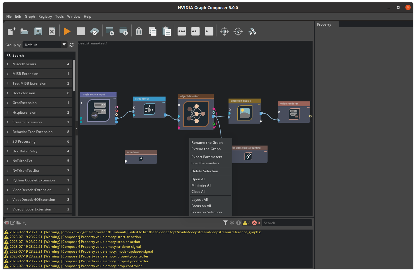 Graph Composer Load Parameters Menu