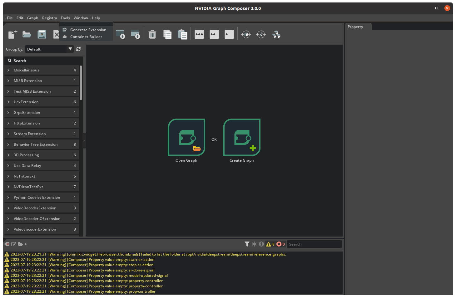 Graph Composer Tools Menu