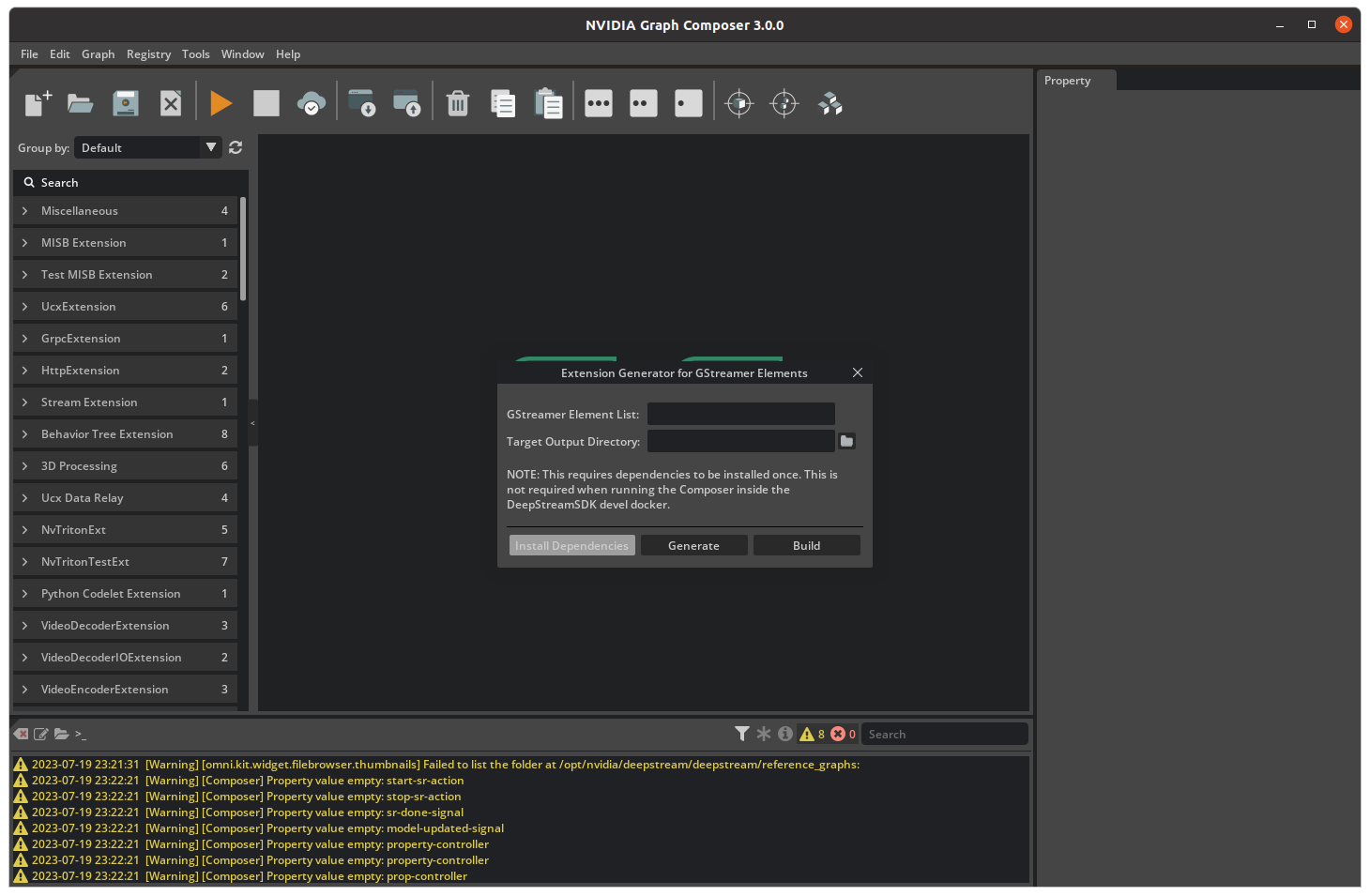 Graph Composer Extension Generator Dialog - Install Dependencies