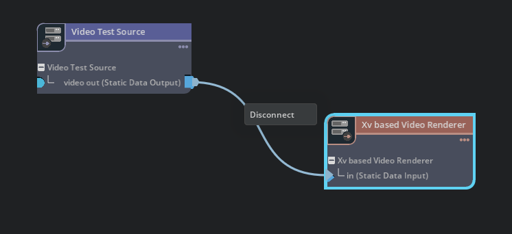 remove the connection from a video decoder to a video renderer using context menu